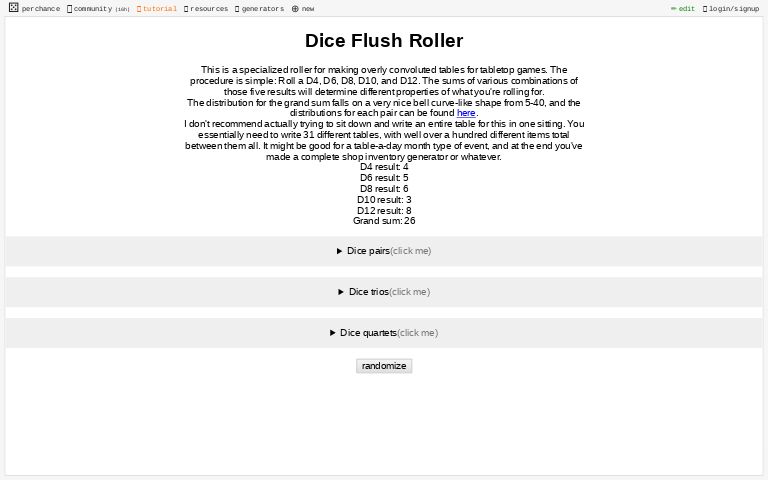 Dice Flush Roller ― Perchance Generator