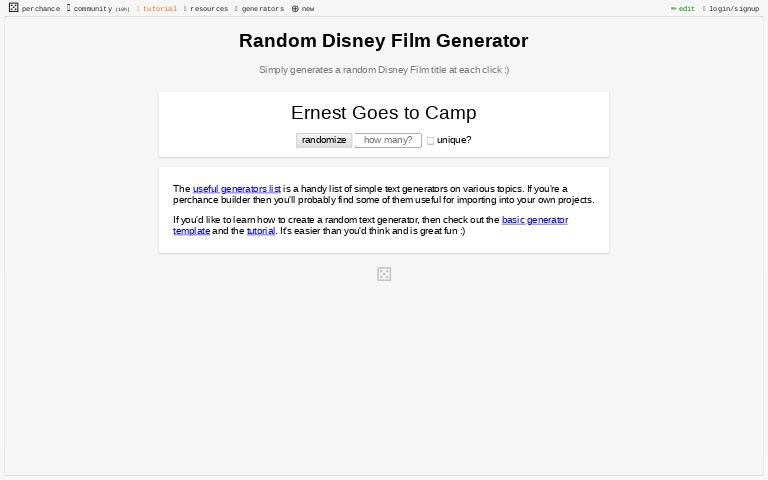 Random Disney Film Generator ― Perchance