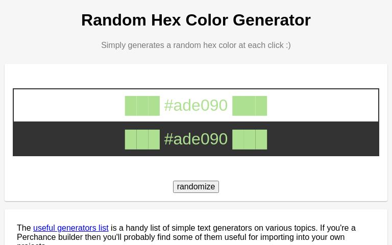 Random Hex Color Generator