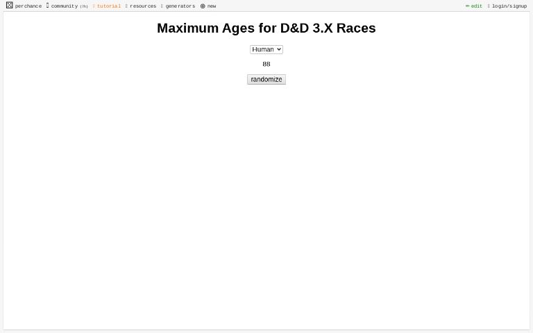 Maximum Ages for D&D 3.X Races ― Perchance Generator