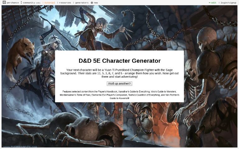 D&amp;D 5E Character Generator