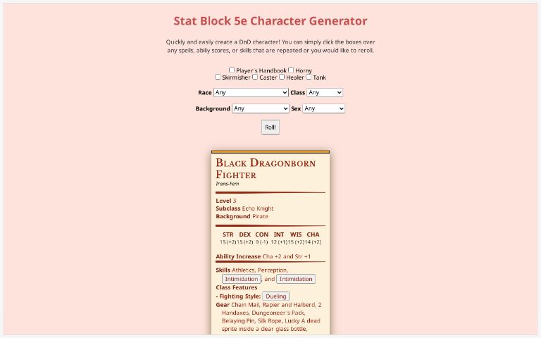 Stat Block 5e Character Generator 0055