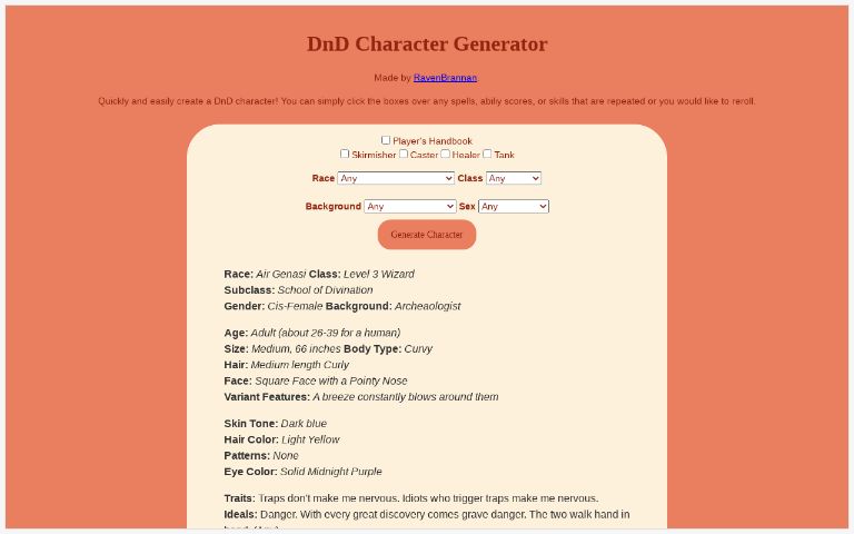 DnD Character Generator