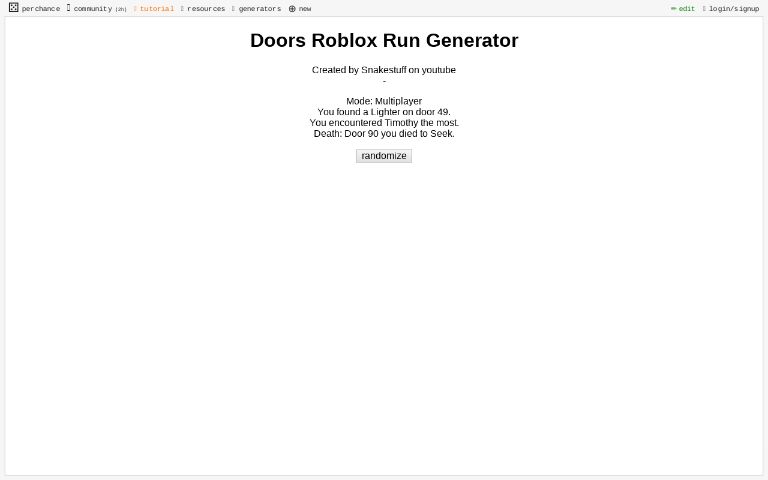 Doors Roblox Run Generator hotel + ― Perchance