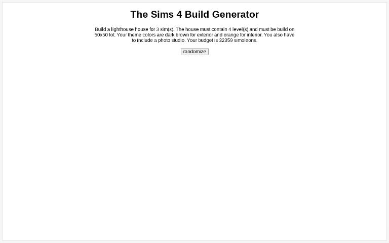 The Sims 4 Build Generator