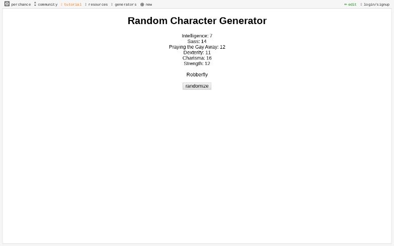 Random Character Generator ― Perchance