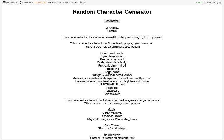 Random Character Generator