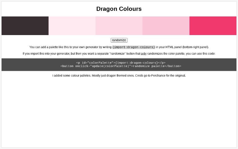 Dragon Colours ― Perchance Generator