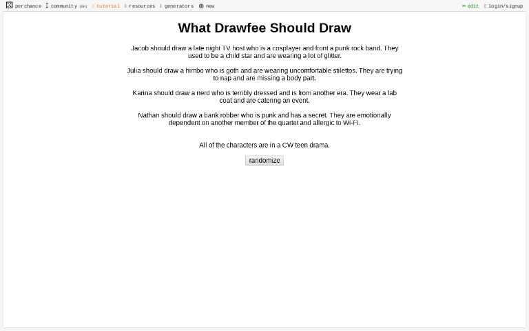 What Drawfee Should Draw ― Perchance Generator