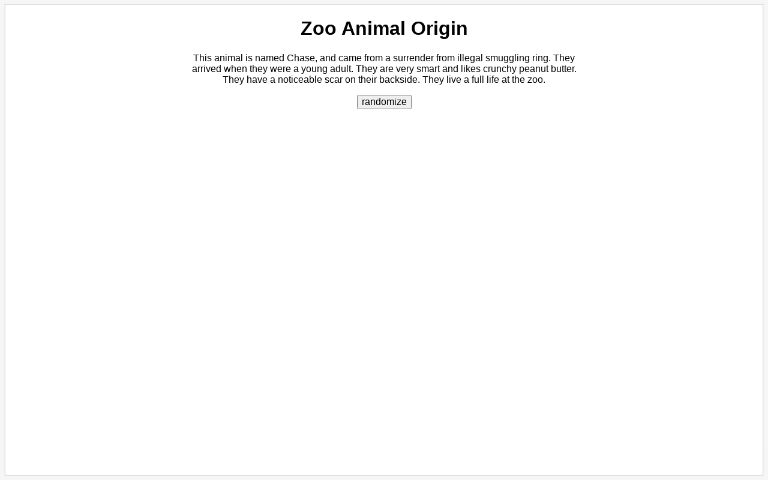 Zoo Animal Origin ― Perchance Generator