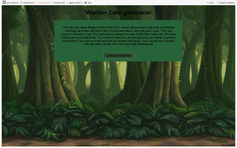 【Warrior Cats generator】 ― Perchance