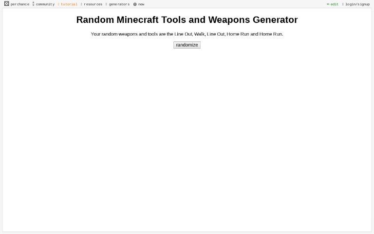 Random Minecraft Tools and Weapons Generator ― Perchance