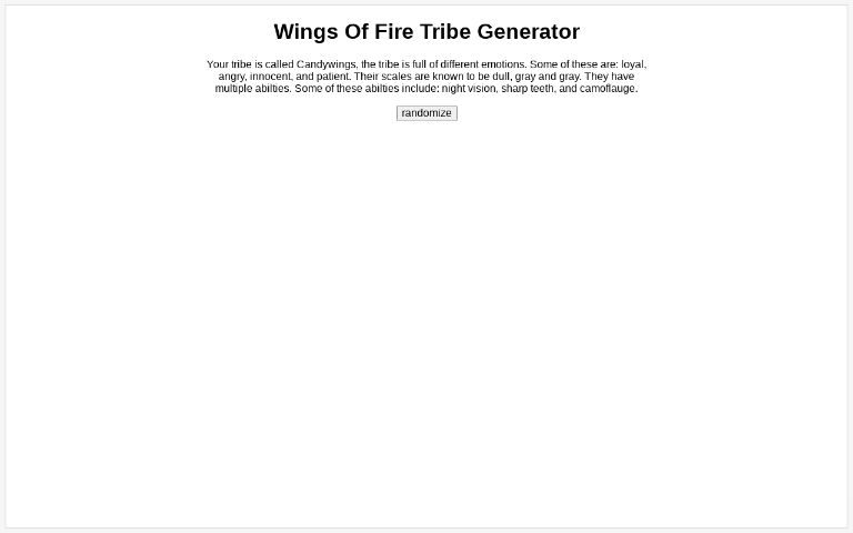 Wings Of Fire Tribe Generator