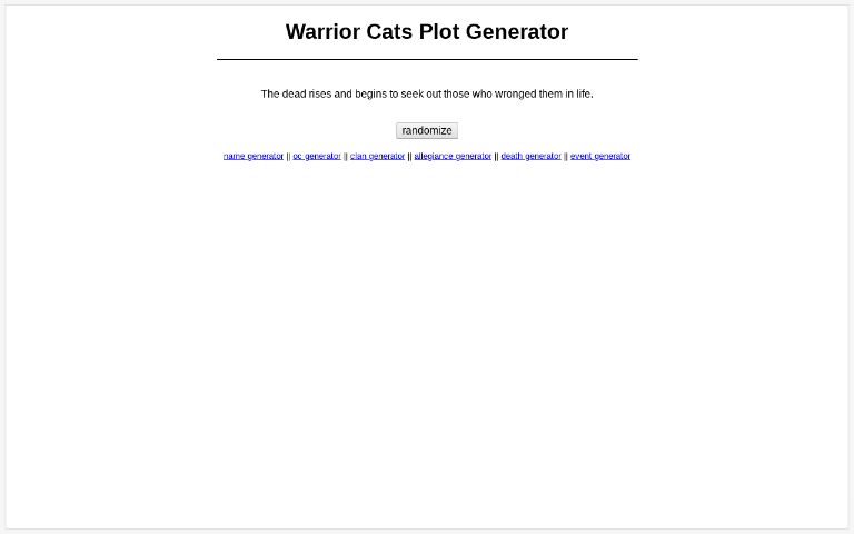 Warrior Cats Plot Generator