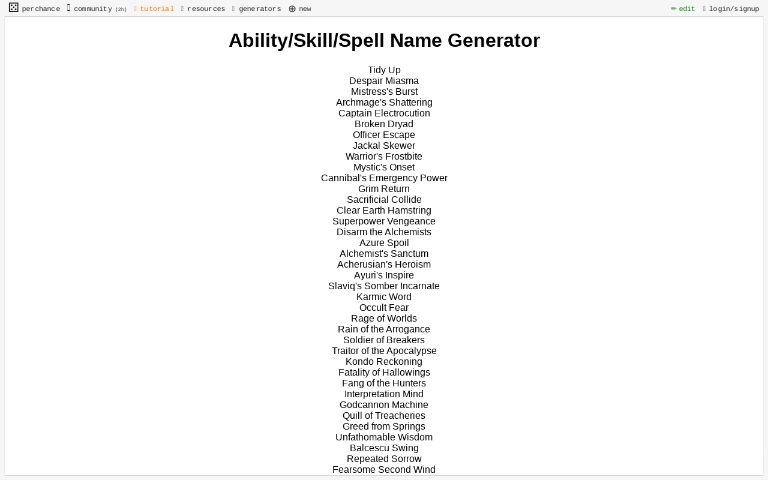 Ability/Skill/Spell Name Generator