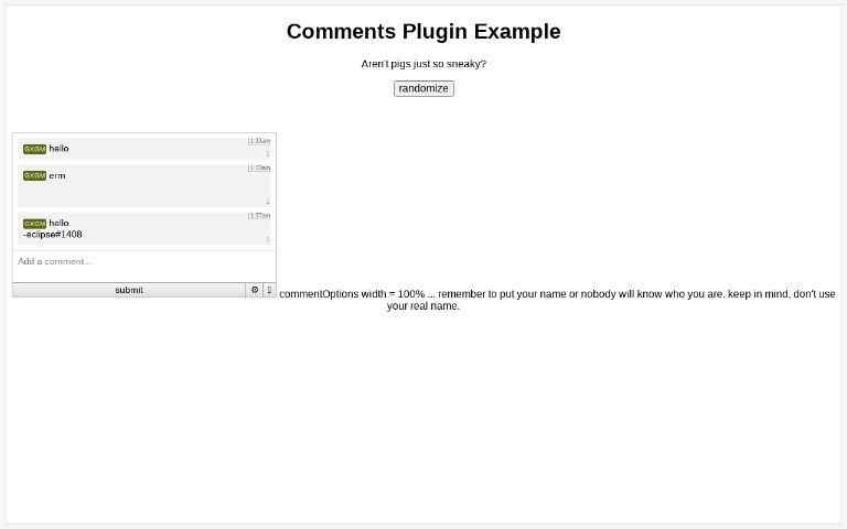 Comments Plugin Example