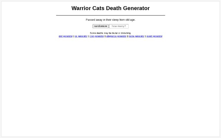 Warrior Cats Death Generator