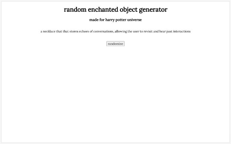 random enchanted object generator