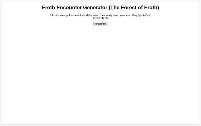 Eroth Encounter Generator (The Forest of Eroth)