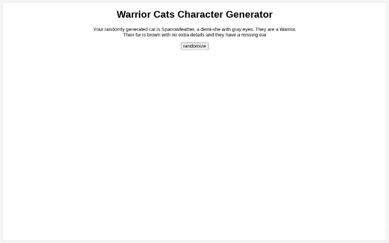 Warrior Cats Character Generator