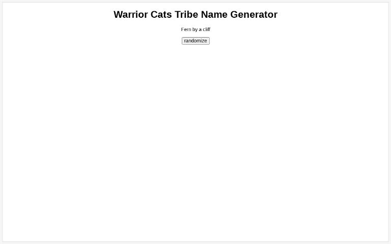 Warrior Cats Tribe Name Generator Perchance