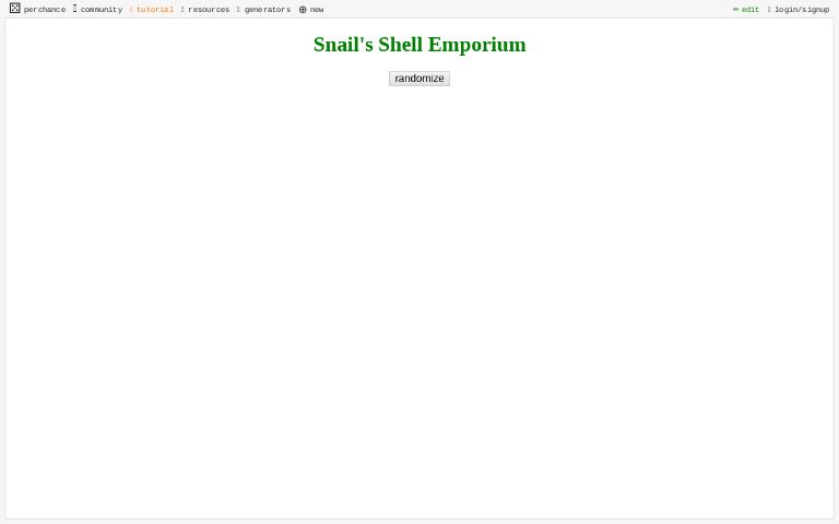 Snail s Shell Emporium Perchance Generator