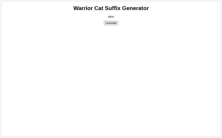 Warrior Cat Suffix Generator