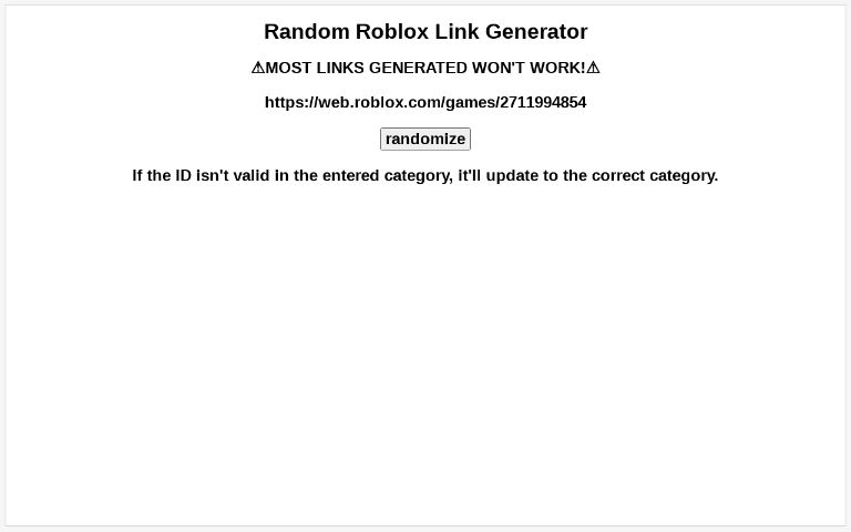 Random Roblox Link Generator