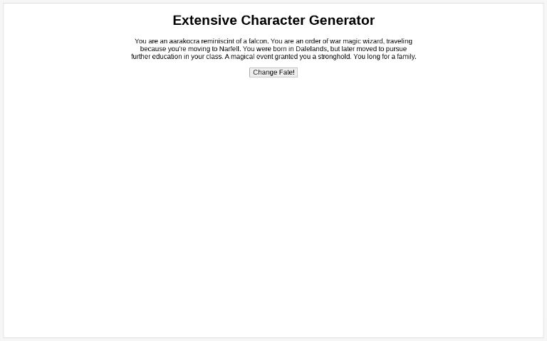 Extensive Character Generator