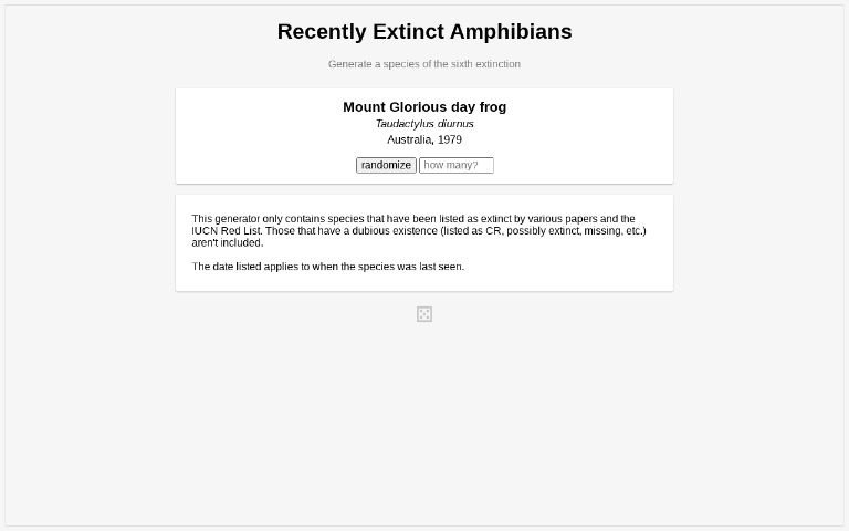 Recently Extinct Amphibians ― Perchance Generator