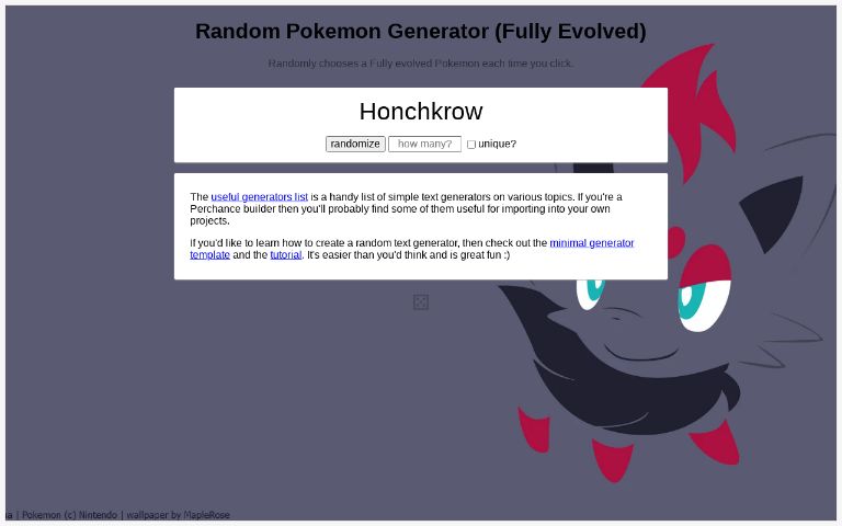 Random Pokemon Generator (Fully Evolved)