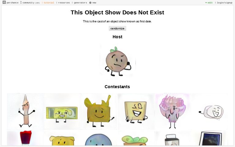 This Object Show Does Not Exist ― Perchance Generator