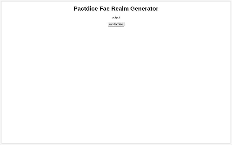 Pactdice Fae Realm Generator