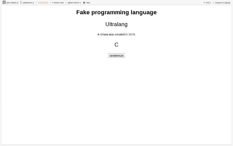 Fake programming language ― Perchance Generator