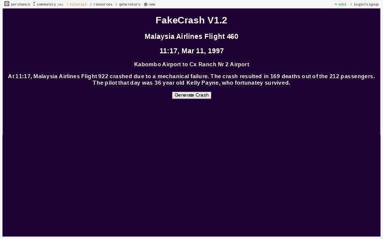 FakeCrash V1.2 ― Perchance Generator