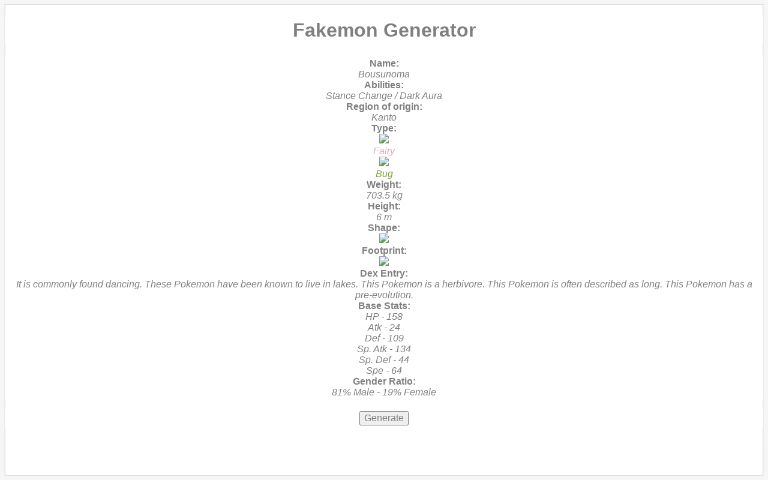 Fakemon Generator