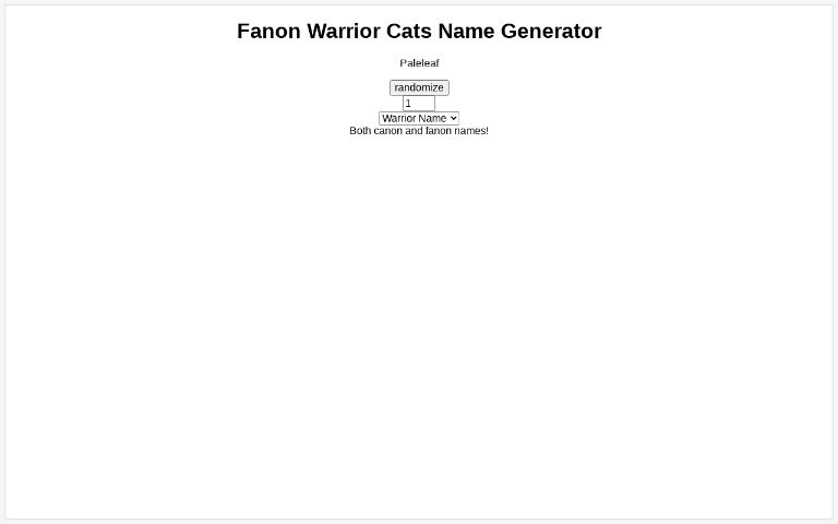 Fanon Warrior Cats Name Generator