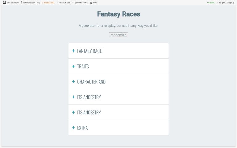 Fantasy Races ― Perchance Generator