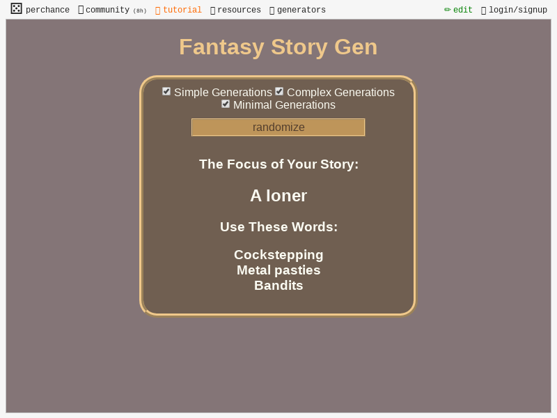 Fantasy Story Gen ― Perchance Generator