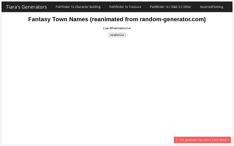 Fantasy Town Names (reanimated from random-generator.com)