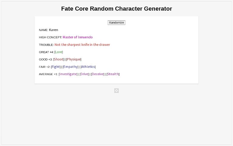 Fate Core Random Character Generator