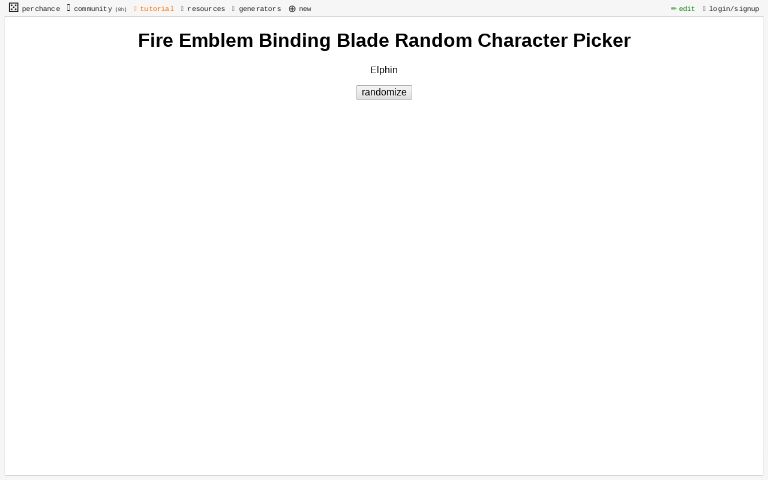 Fire Emblem Binding Blade Random Character Picker Perchance Generator
