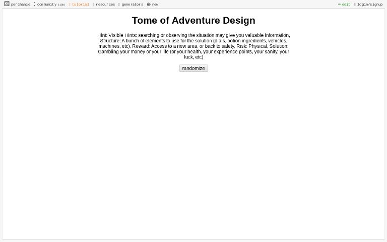 Tome of Adventure Design ― Perchance Generator