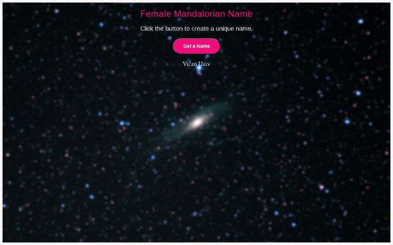 Female Mandalorian Name ― Perchance Generator