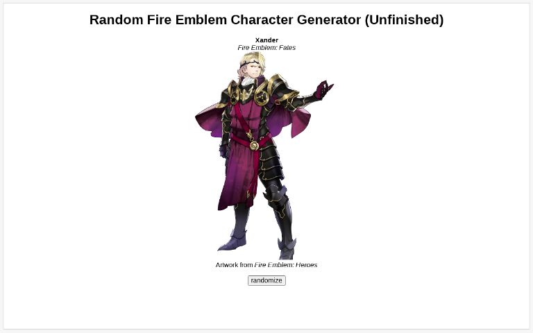 Random Fire Emblem Character Generator (Unfinished)