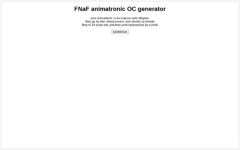 FNaF animatronic OC generator