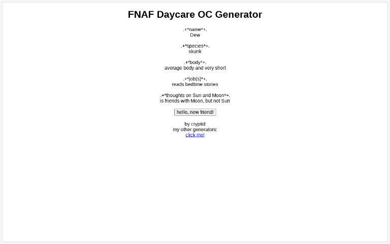 FNAF Daycare OC Generator