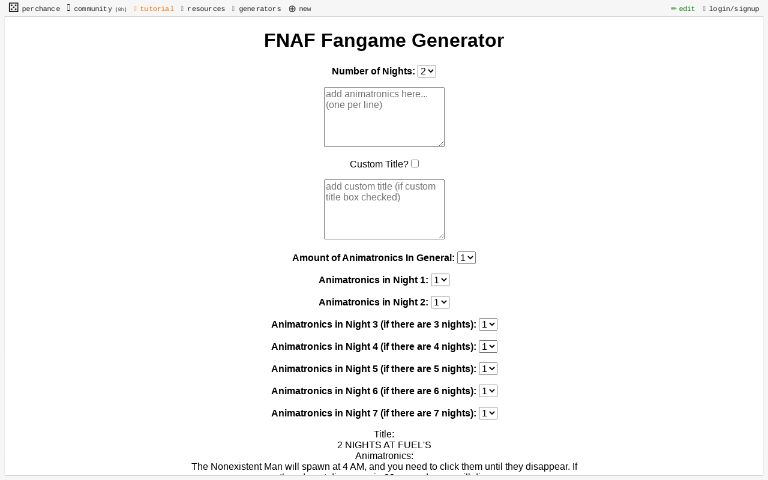 FNaF Animatronic Gen ― Perchance Generator