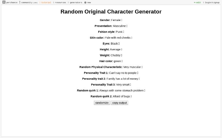 Random Original Character Generator