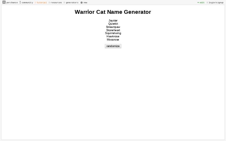 Warrior Cat Name Generator